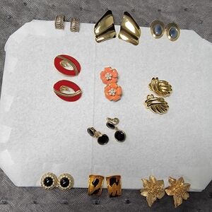 Lot Of Vintage Clip-On Earrings- 10 Pairs